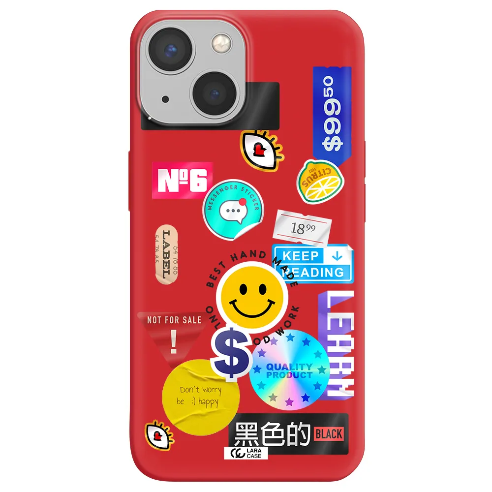 Happy Stıckers Apple iPhone 13 Silicone Imperial Red Case