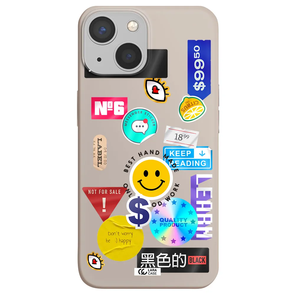 Happy Stıckers Apple iPhone 13 Silicone Stone Case