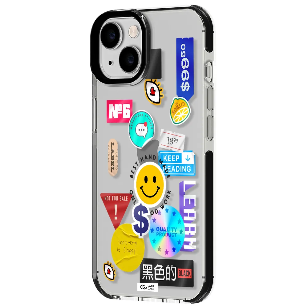Happy Stıckers Apple iPhone 14 impact black border Case