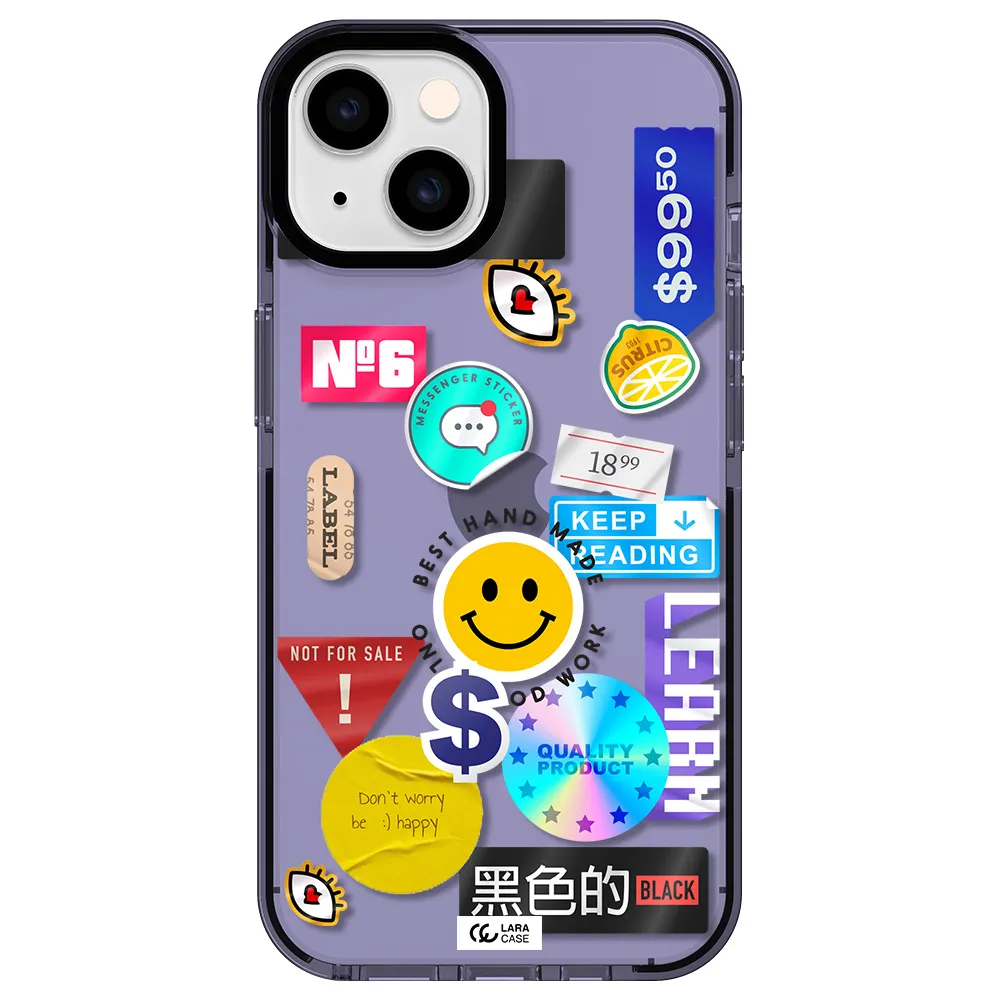 Happy Stıckers Apple iPhone 14 impact Lilac Case
