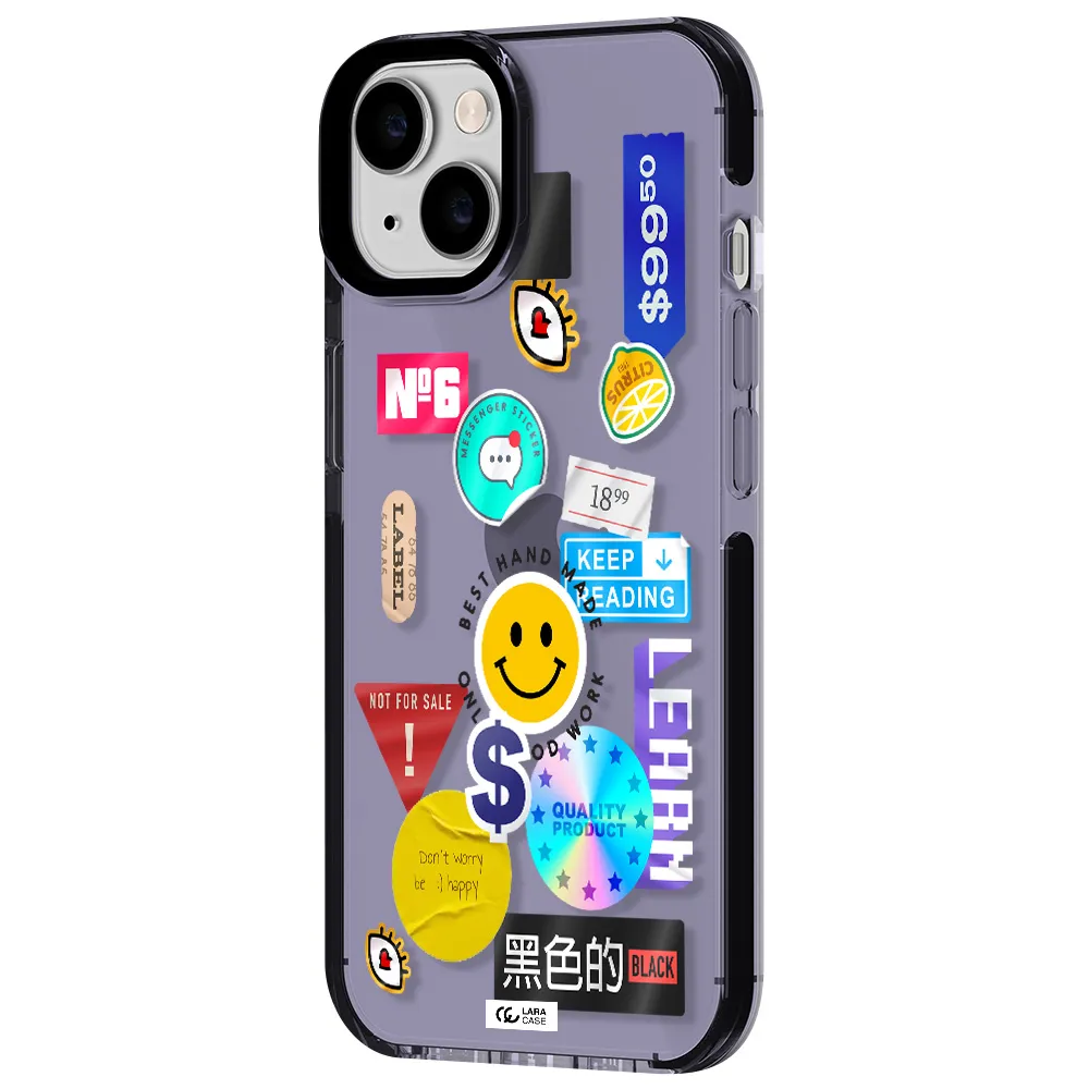 Happy Stıckers Apple iPhone 14 impact Lilac Case