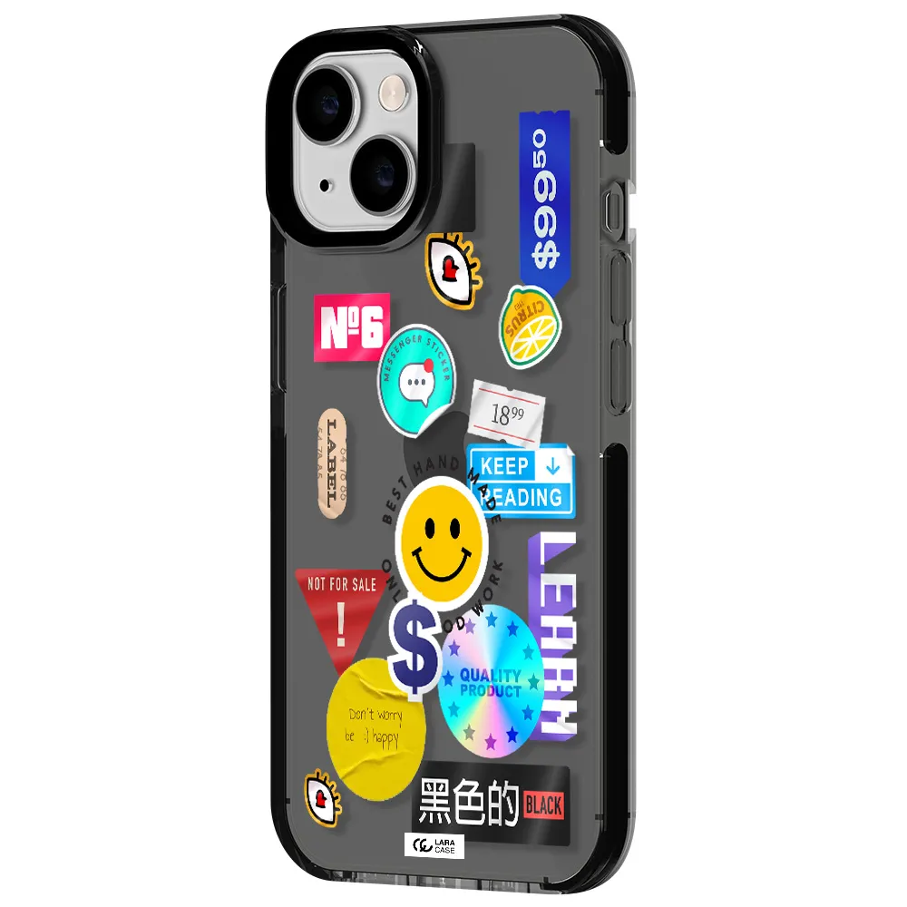 Happy Stıckers Apple iPhone 14 impact Smoke Black Case