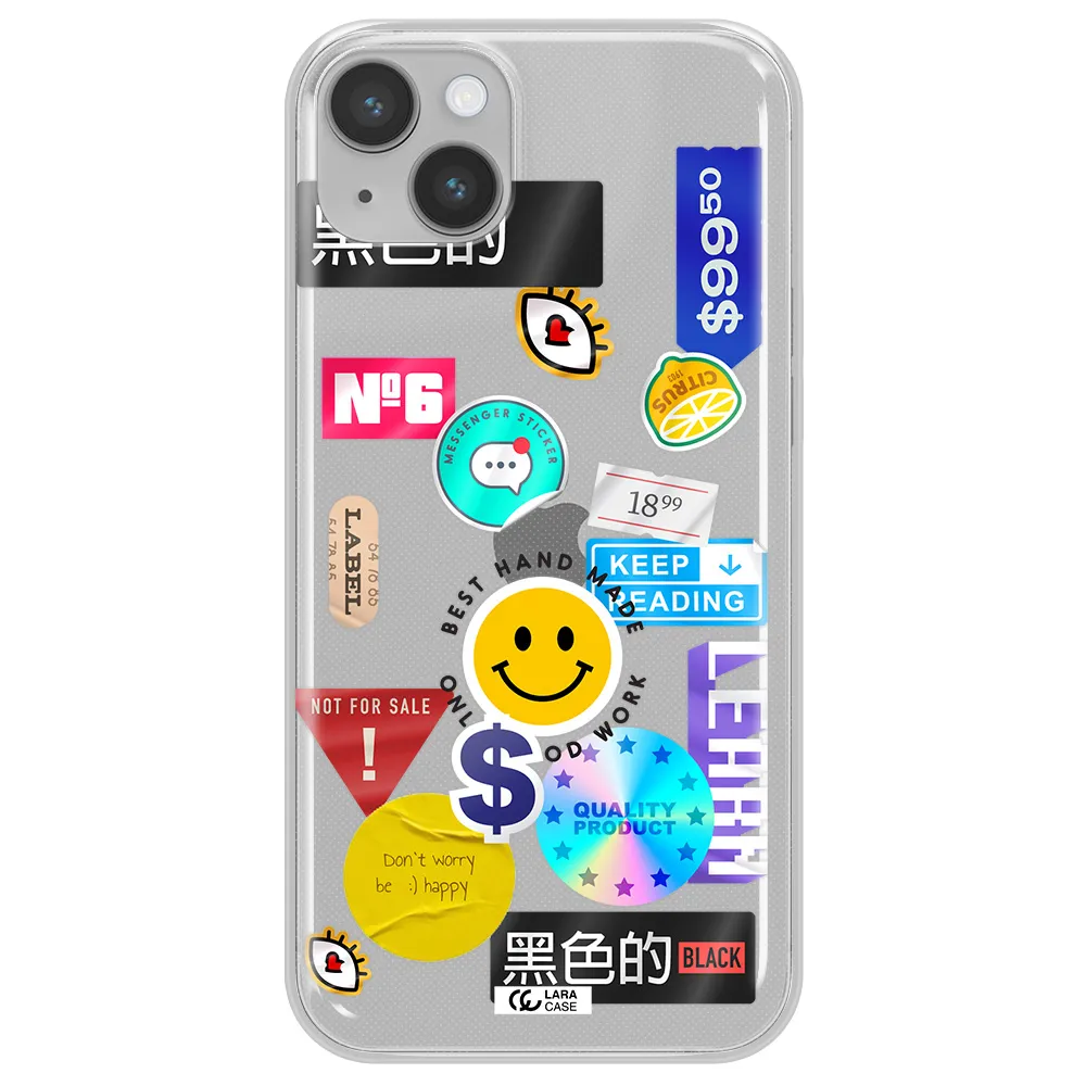 Happy Stıckers Apple iPhone 14 plus Clear TPU Case