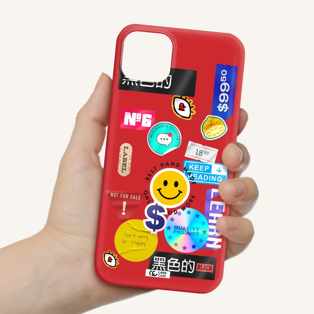 Happy Stıckers Apple iPhone 14 plus Silicone Imperial Red Case