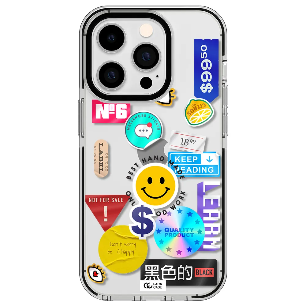 Happy Stıckers Apple iPhone 14 pro impact black border Case