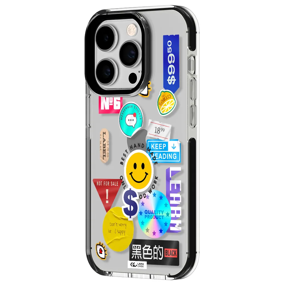Happy Stıckers Apple iPhone 14 pro impact black border Case