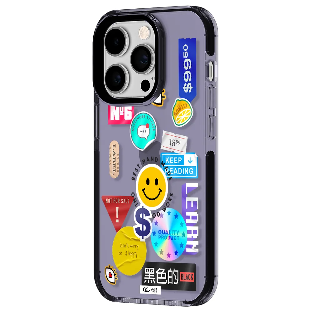Happy Stıckers Apple iPhone 14 pro impact Lilac Case