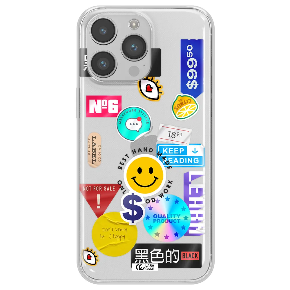 Happy Stıckers Apple iPhone 14 pro max Clear TPU Case