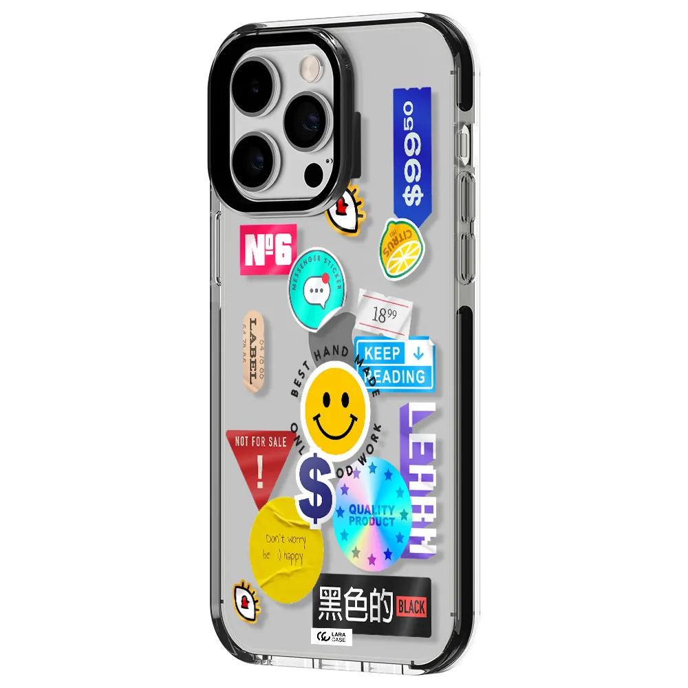 Happy Stıckers Apple iPhone 14 pro max impact black border Case