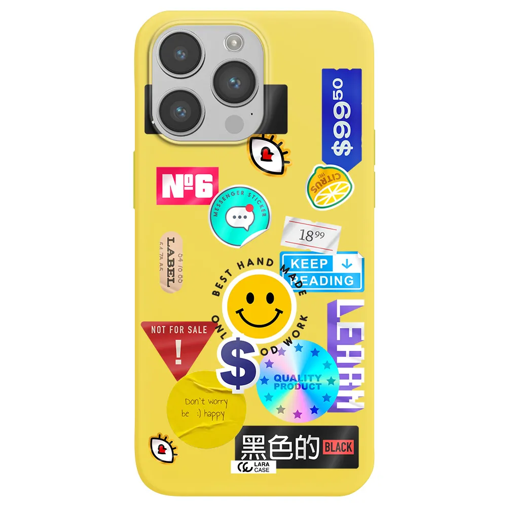 Happy Stıckers Apple iPhone 14 pro max Silicone canary yellow Case