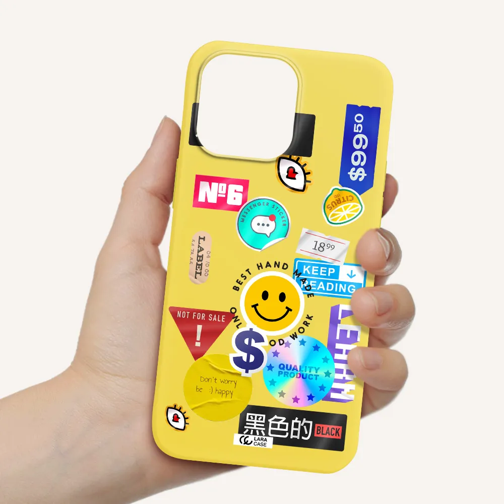 Happy Stıckers Apple iPhone 14 pro max Silicone canary yellow Case