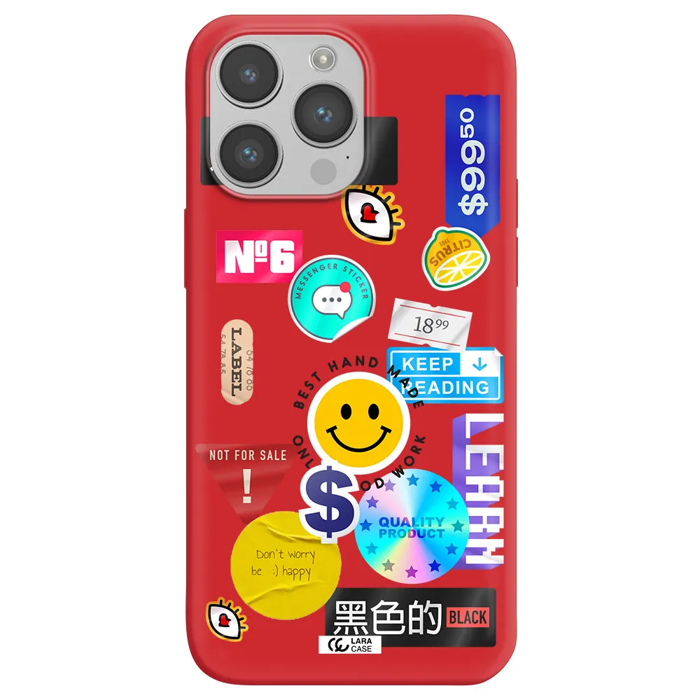Happy Stıckers Apple iPhone 14 pro Silicone Imperial Red Case