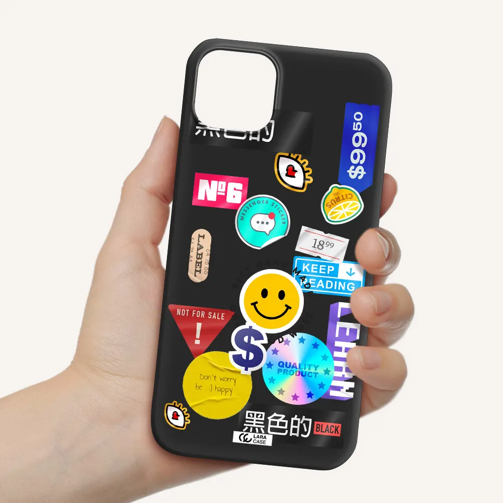 Happy Stıckers Apple iPhone 14 Silicone black Case