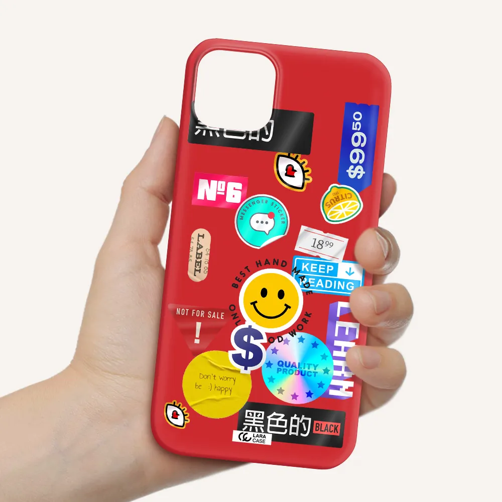 Happy Stıckers Apple iPhone 14 Silicone Imperial Red Case
