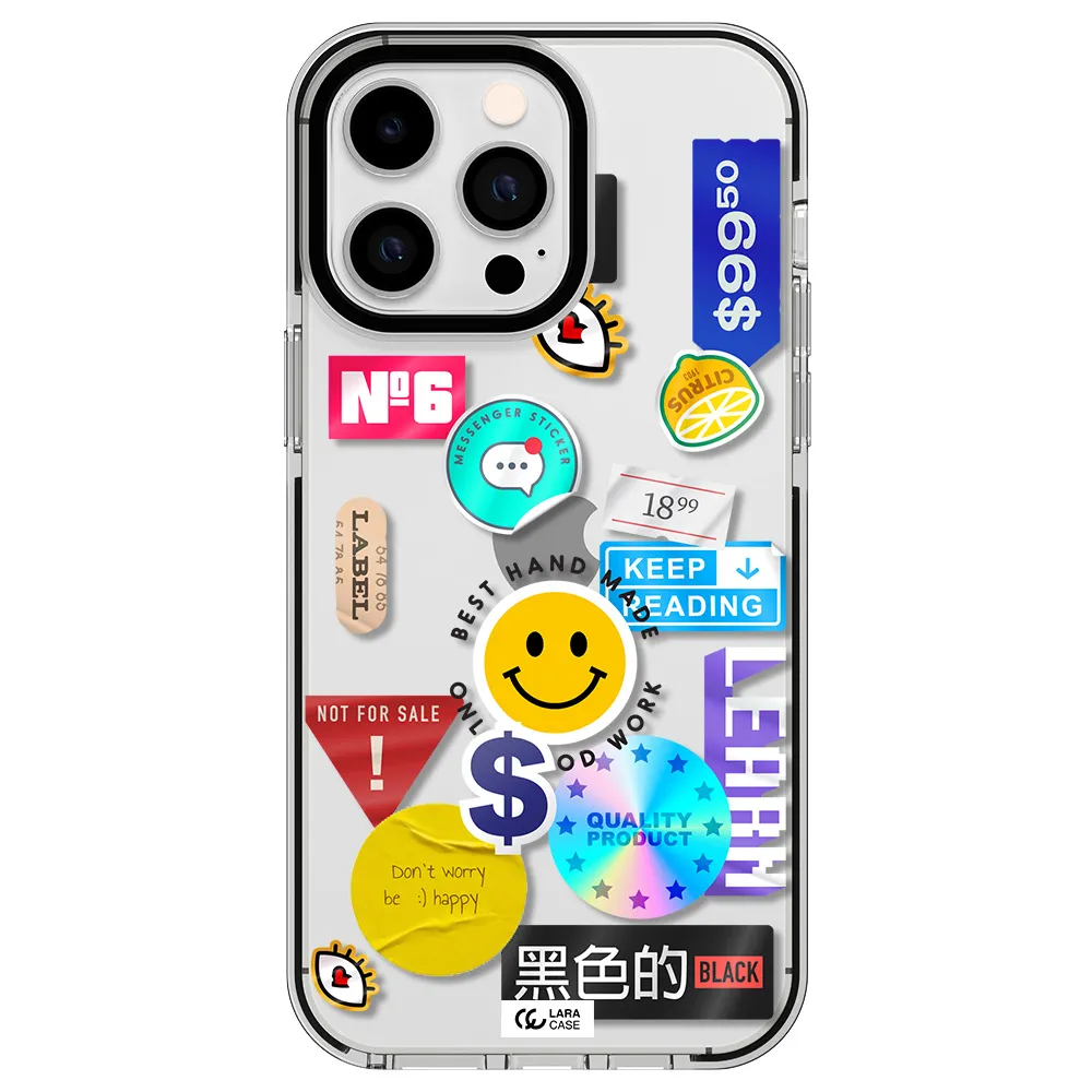 Happy Stıckers Apple iPhone 15 Pro impact black border Case