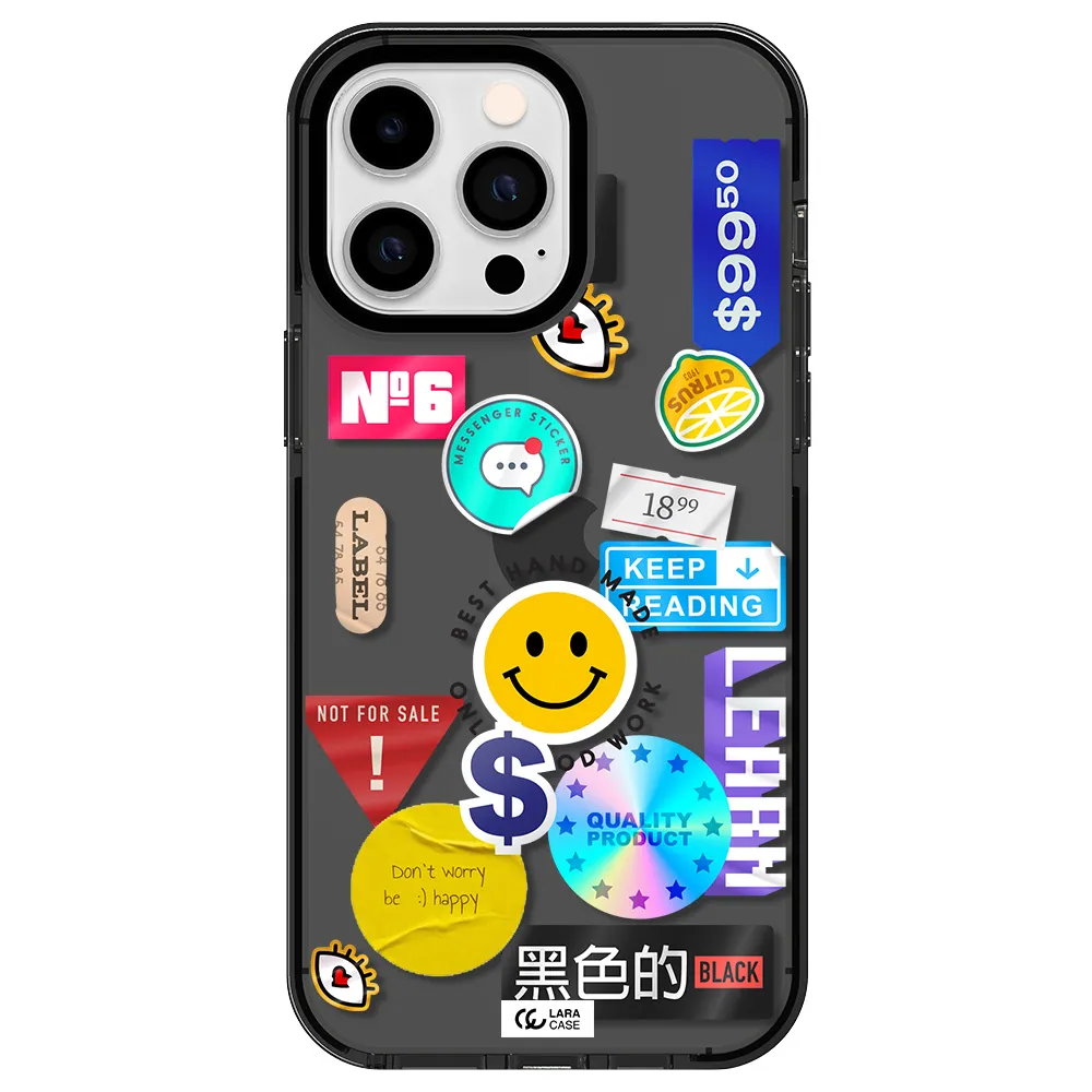 Happy Stıckers Apple iPhone 15 Pro impact Smoke Black Case