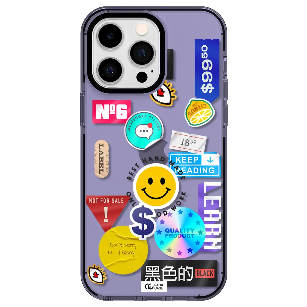 Happy Stıckers Apple iPhone 15 Pro Max impact Lilac Case