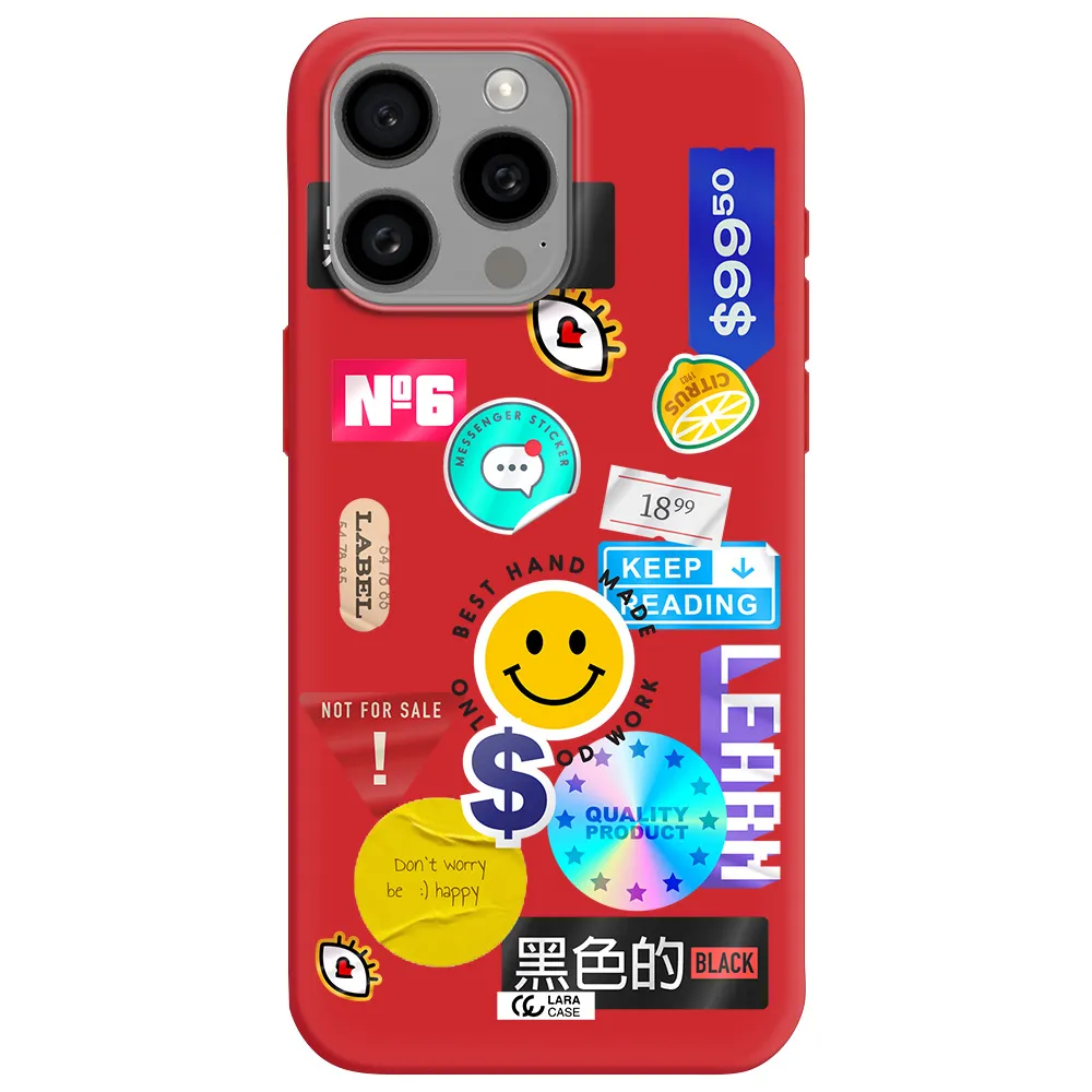 Happy Stıckers Apple Iphone 15 Pro Max Silicone Imperial Red Case