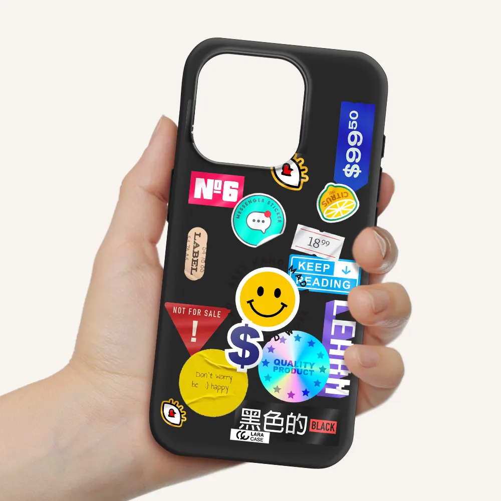 Happy Stıckers Apple Iphone 15 Pro Silicone Black Case