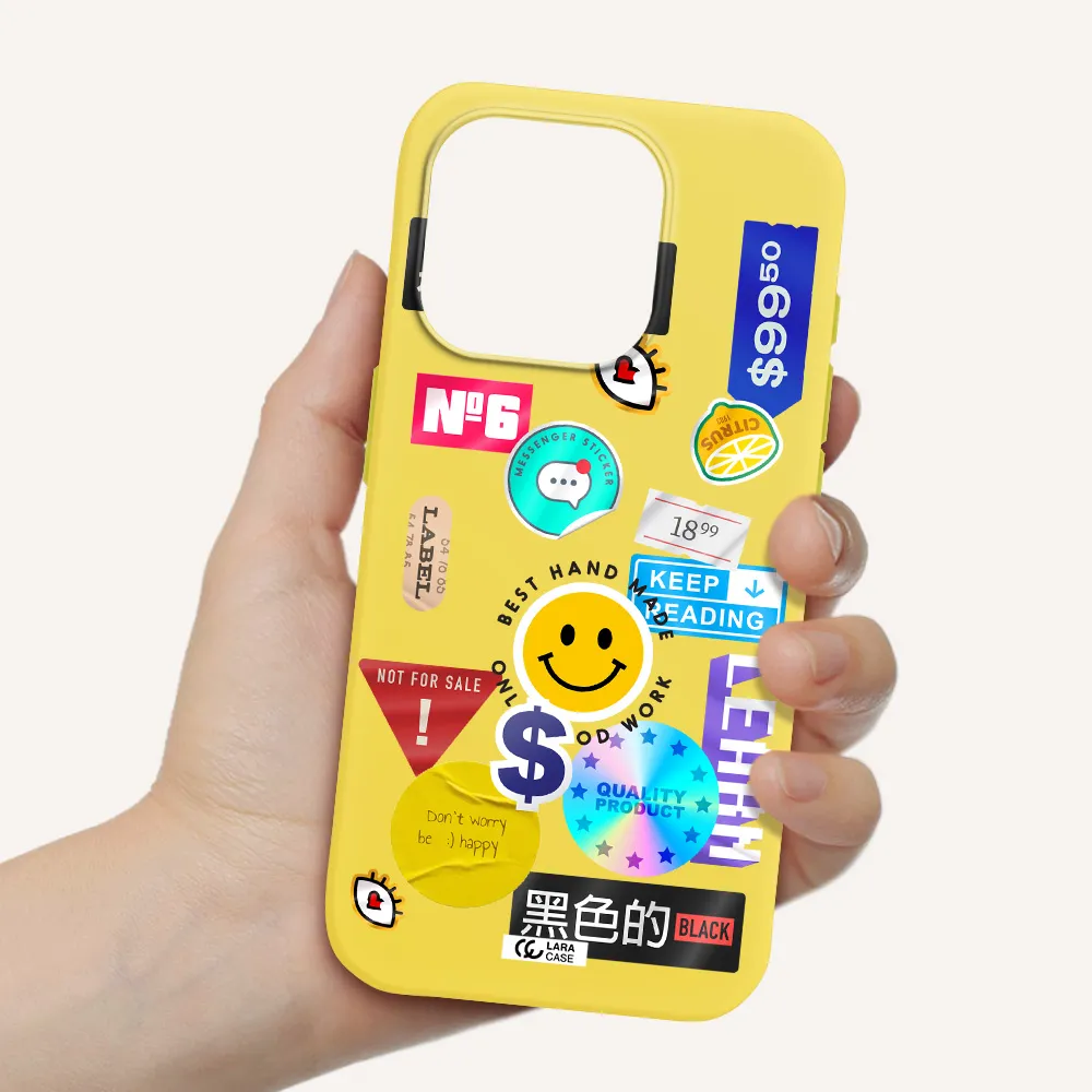 Happy Stıckers Apple Iphone 15 Pro Silicone Canary Yellow Case