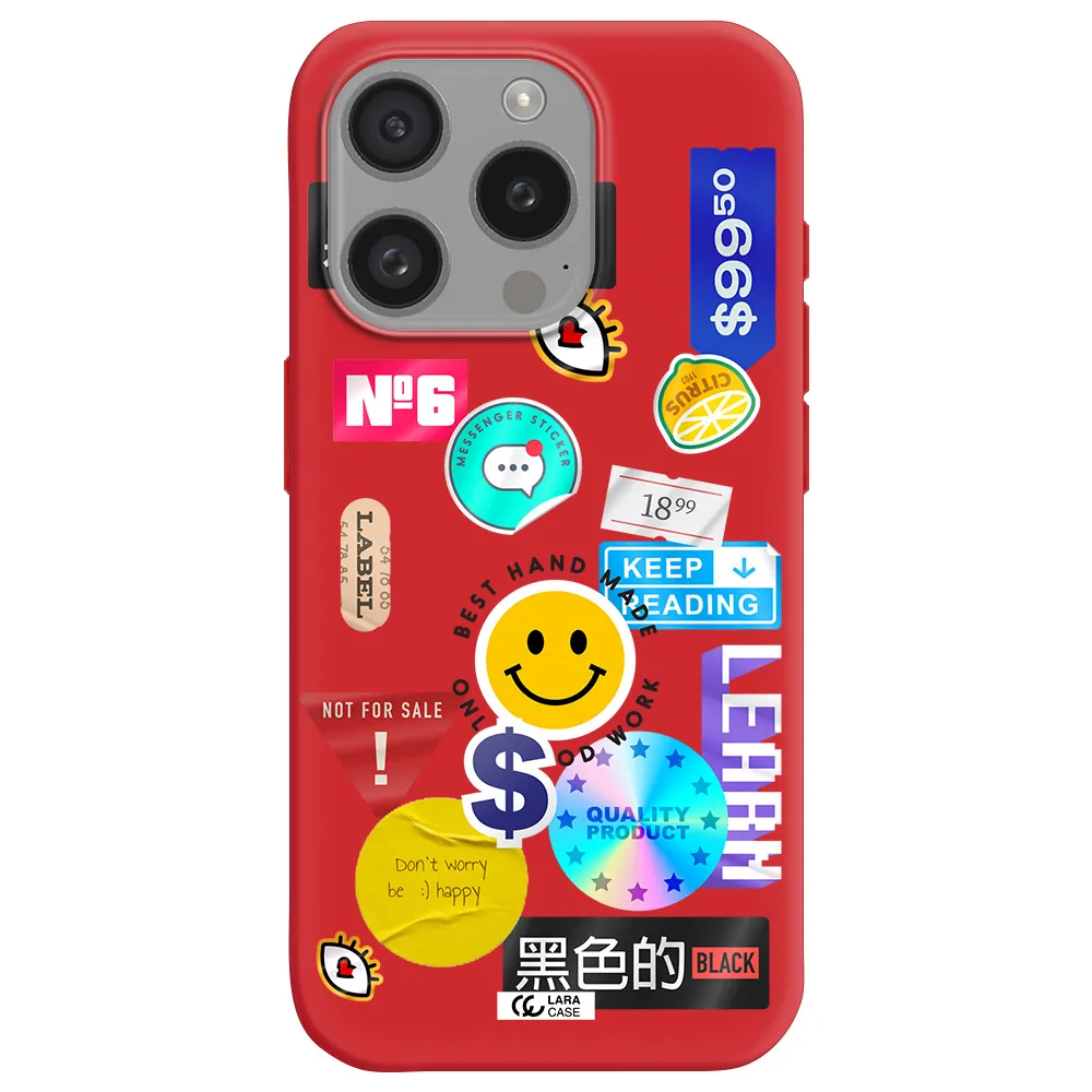 Happy Stıckers Apple Iphone 15 Pro Silicone Imperial Red Case