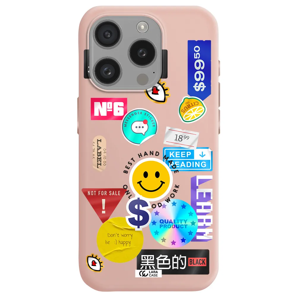 Happy Stıckers Apple Iphone 15 Pro Silicone Pastel Pink Case