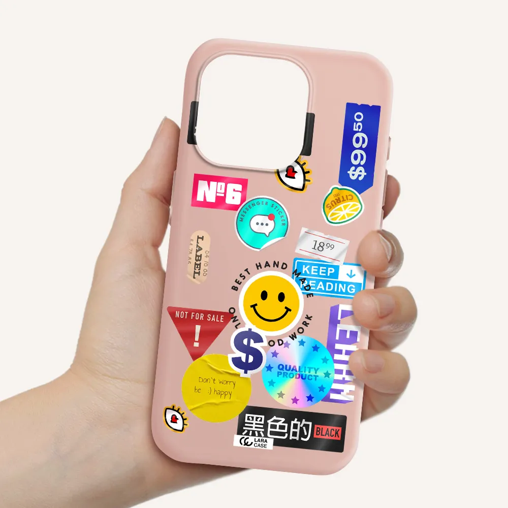 Happy Stıckers Apple Iphone 15 Pro Silicone Pastel Pink Case