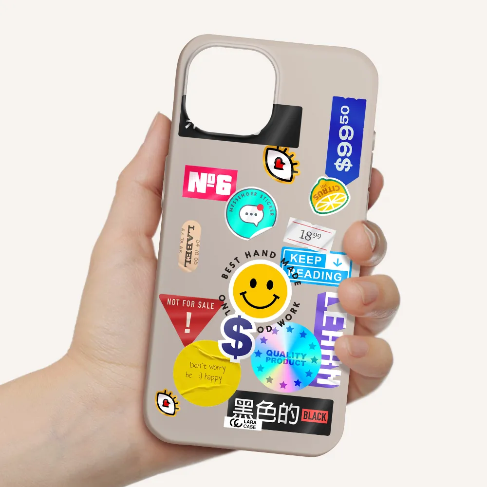 Happy Stıckers Apple iPhone 15 Silicone Stone Case