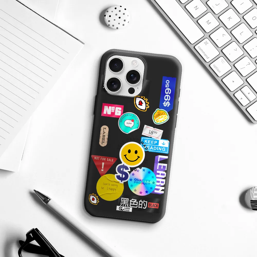 Happy Stıckers Apple Iphone 16 Pro Max Silicone Black Case