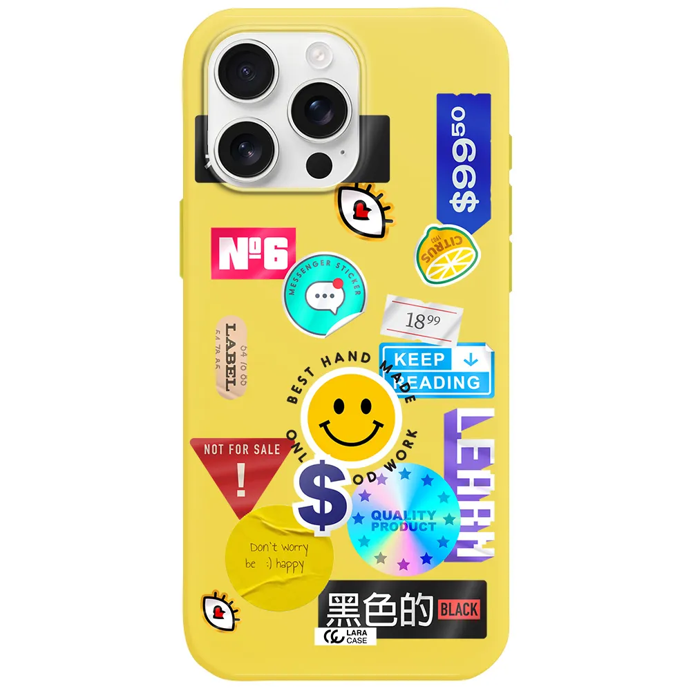 Happy Stıckers Apple Iphone 16 Pro Max Silicone Canary Yellow Case