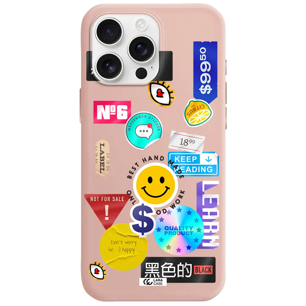 Happy Stıckers Apple Iphone 16 Pro Max Silicone Pastel Pink Case