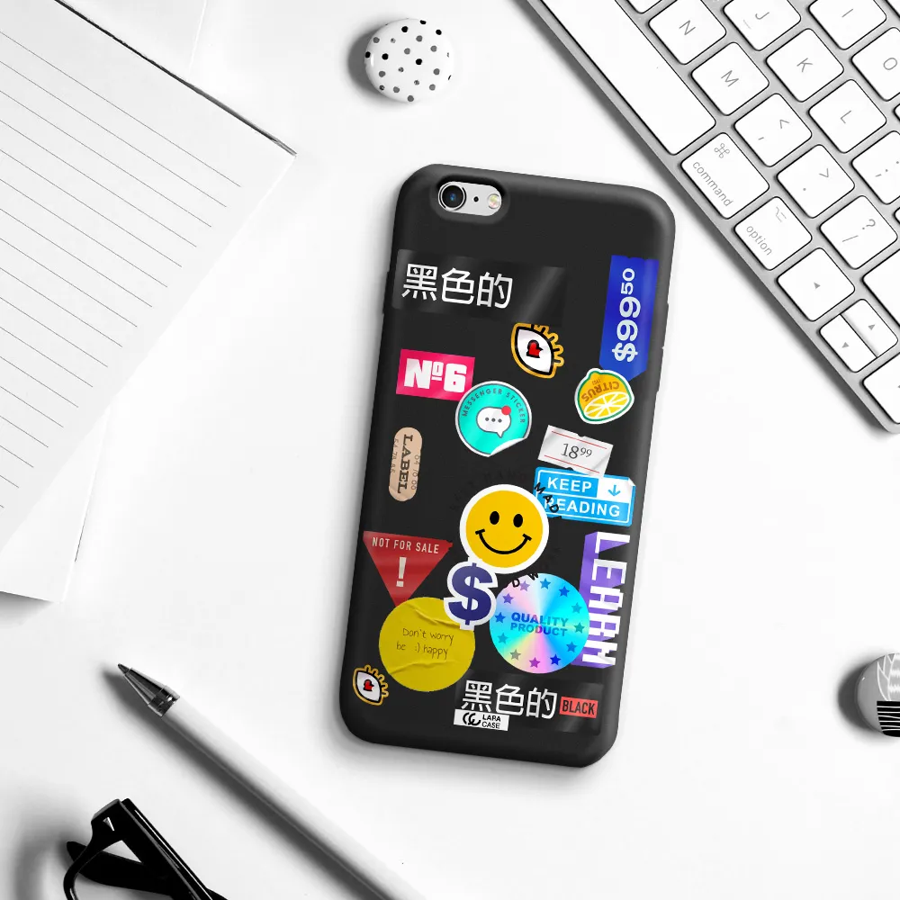 Happy Stıckers Apple iPhone 6 plus Silicone black Case