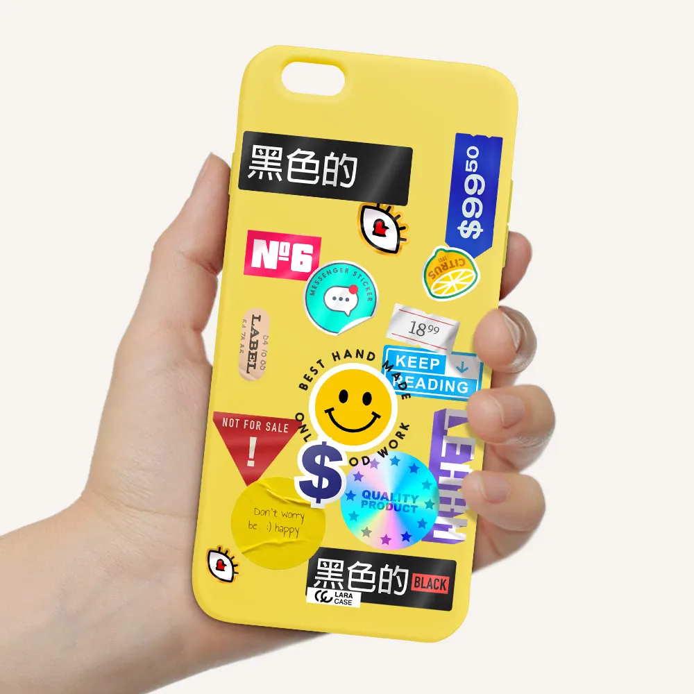 Happy Stıckers Apple iPhone 6 plus Silicone canary yellow Case