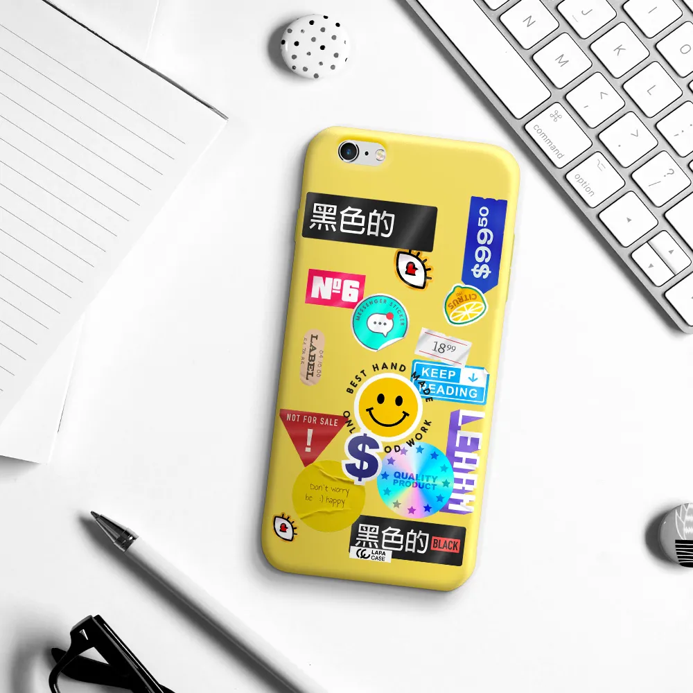 Happy Stıckers Apple iPhone 6 plus Silicone canary yellow Case