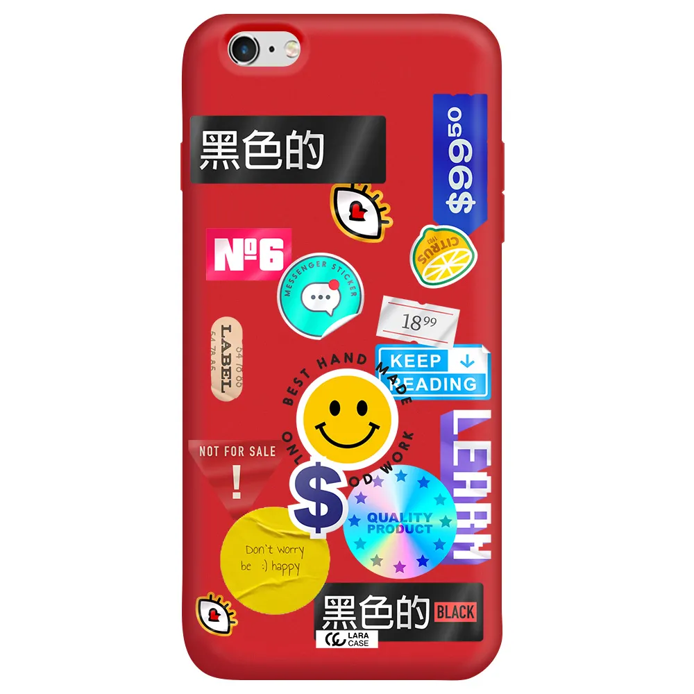 Happy Stıckers Apple iPhone 6 plus Silicone Imperial Red Case
