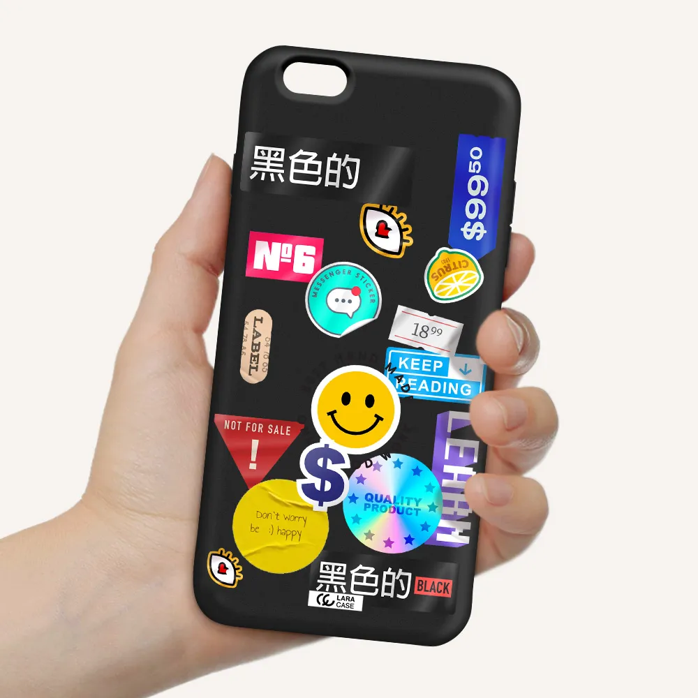 Happy Stıckers Apple iPhone 6 s plus Silicone black Case