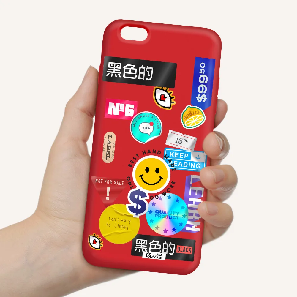 Happy Stıckers Apple iPhone 6 s plus Silicone Imperial Red Case