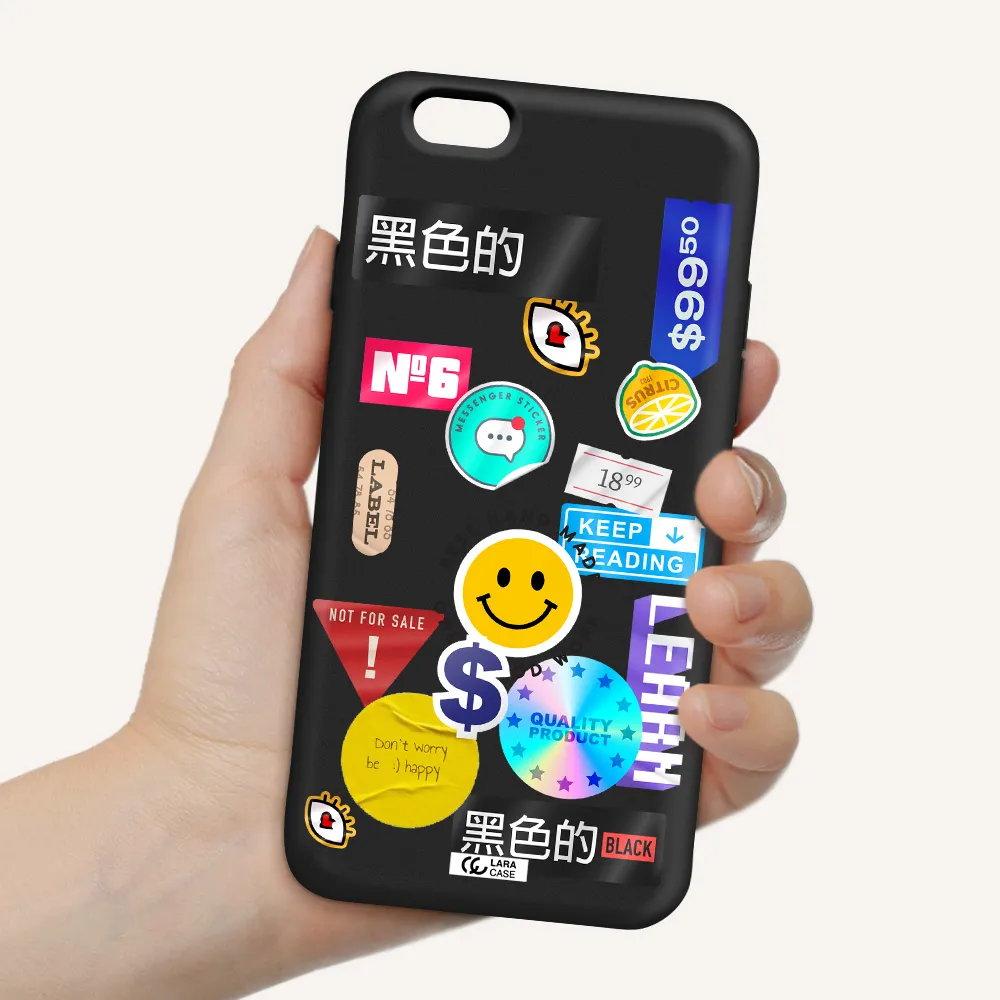 Happy Stıckers Apple iPhone 6 Silicone black Case