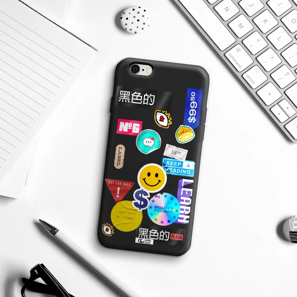 Happy Stıckers Apple iPhone 6 Silicone black Case