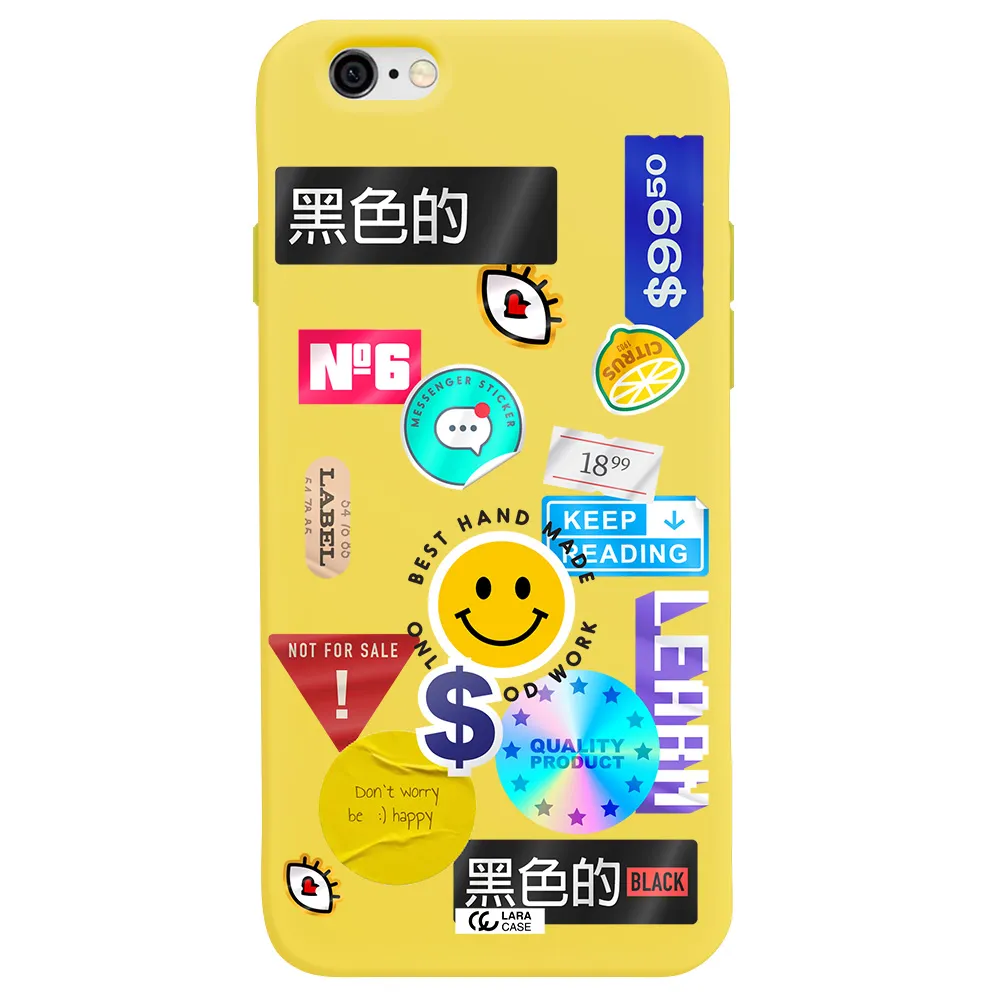 Happy Stıckers Apple iPhone 6 Silicone canary yellow Case