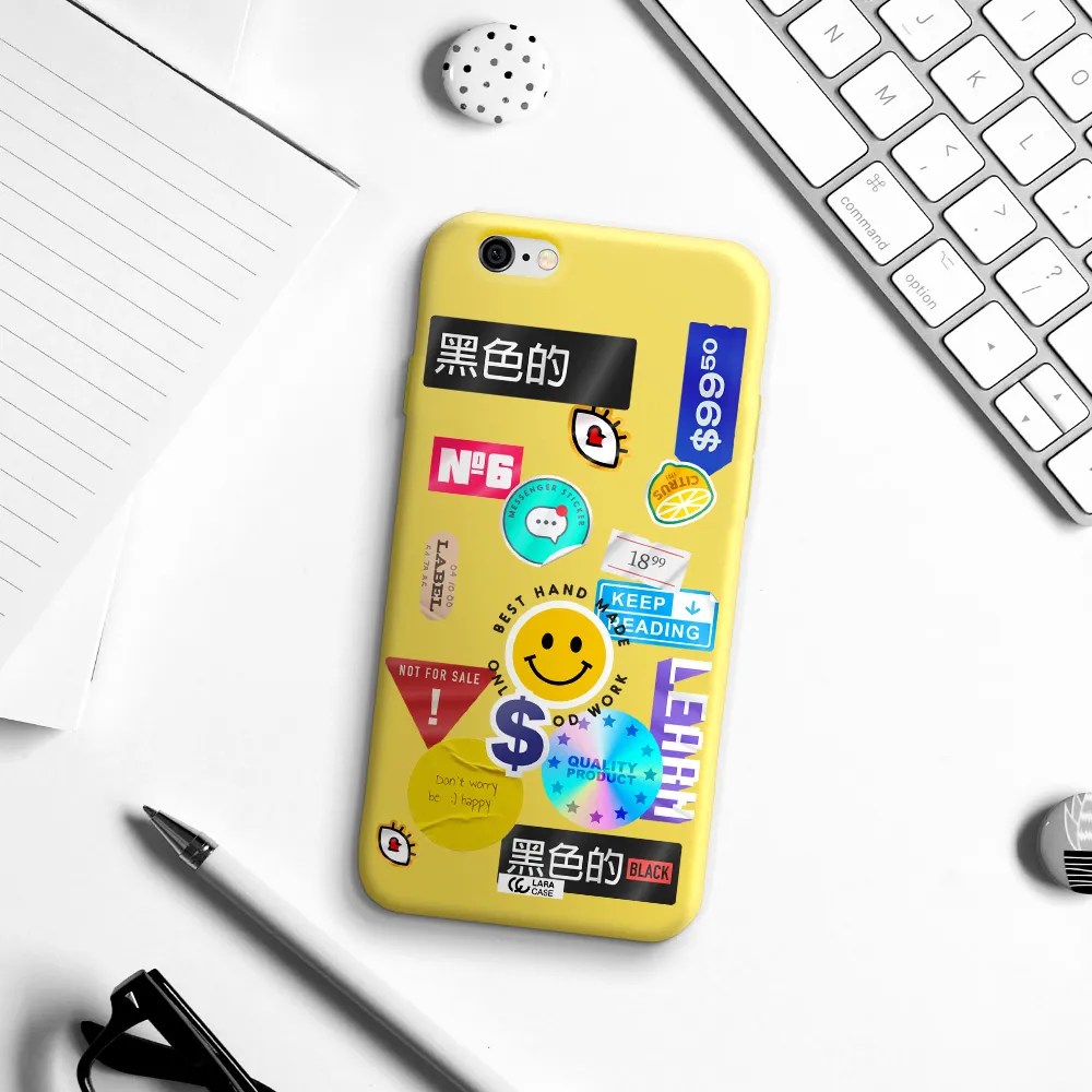Happy Stıckers Apple iPhone 6 Silicone canary yellow Case