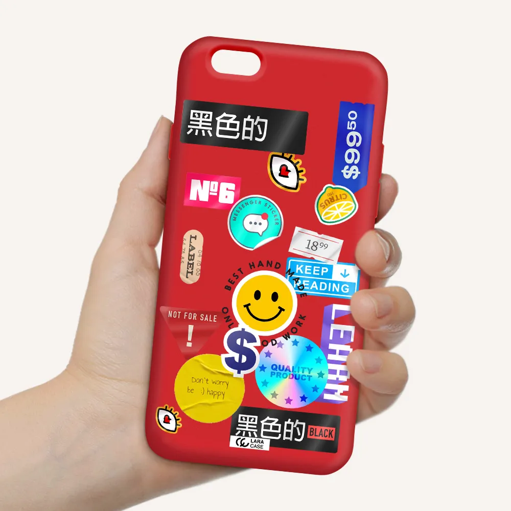 Happy Stıckers Apple iPhone 6 Silicone Imperial Red Case