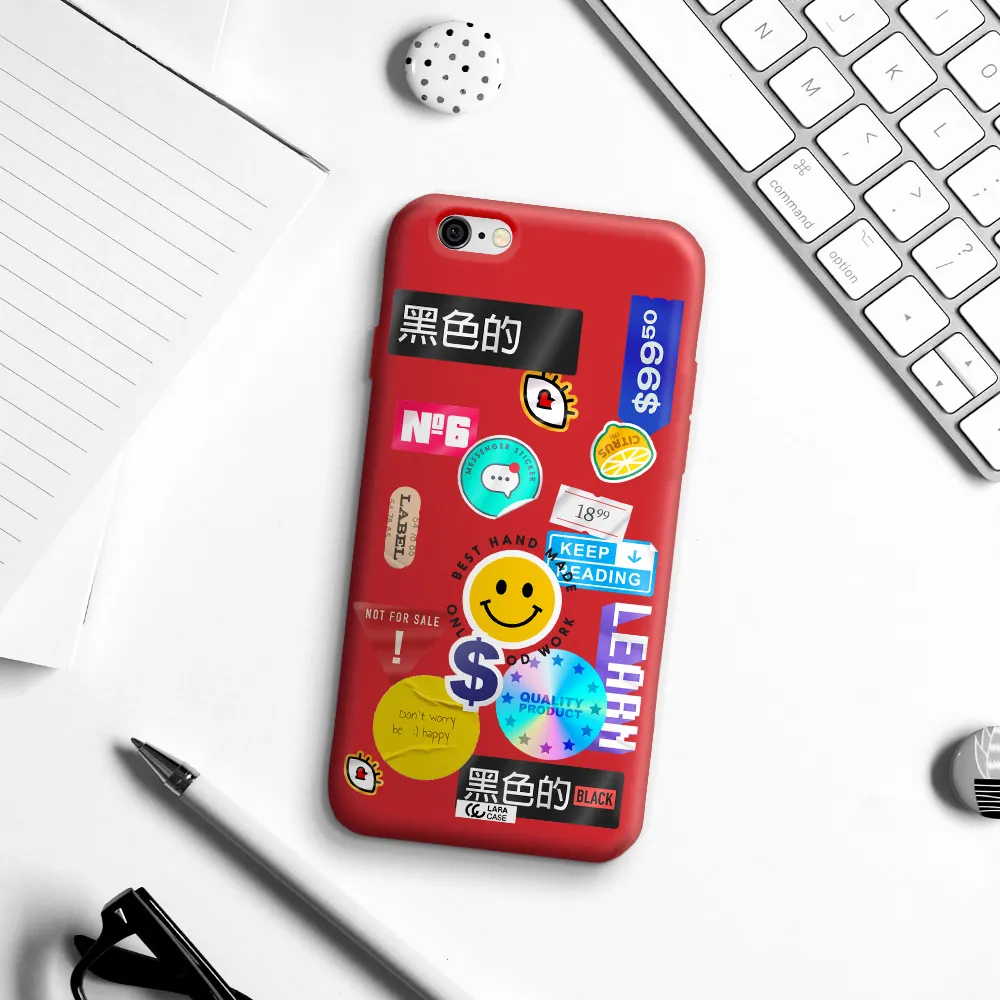 Happy Stıckers Apple iPhone 6 Silicone Imperial Red Case