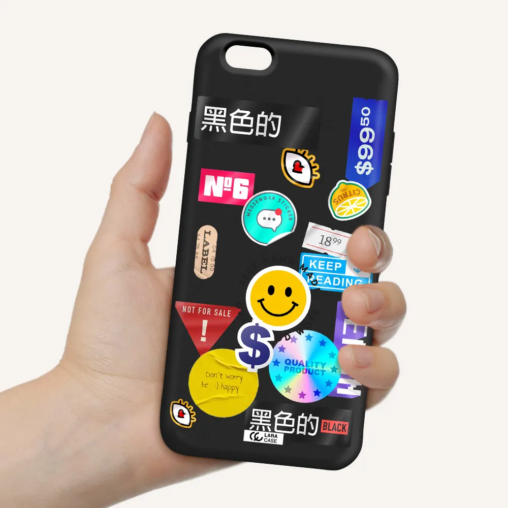 Happy Stıckers Apple iPhone 6S Silicone black Case
