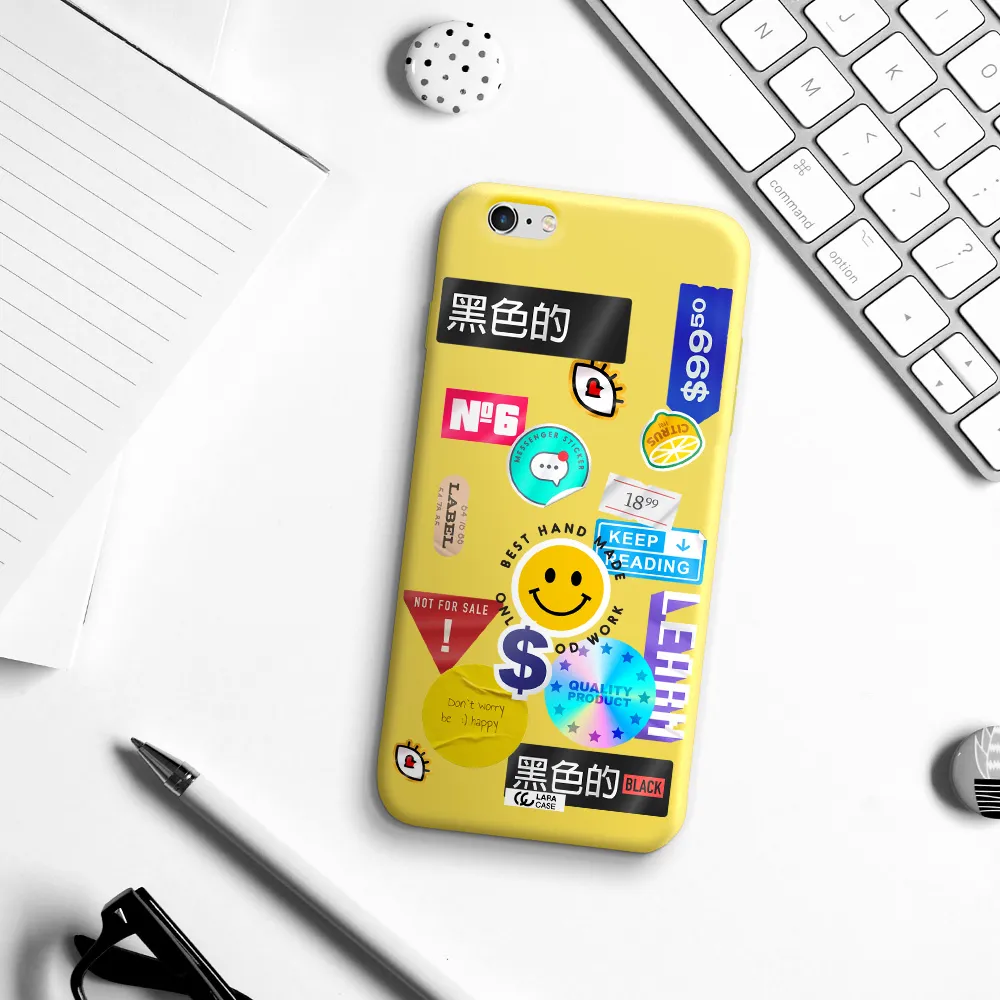 Happy Stıckers Apple iPhone 6S Silicone canary yellow Case