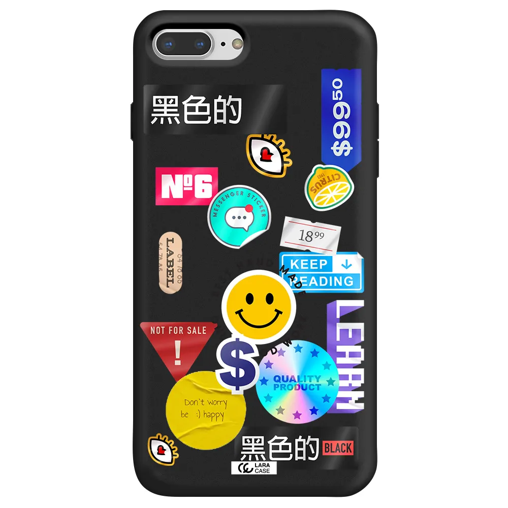 Happy Stıckers Apple iPhone 7 plus Silicone black Case