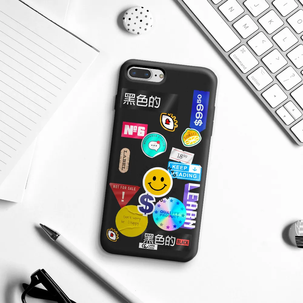 Happy Stıckers Apple iPhone 7 plus Silicone black Case