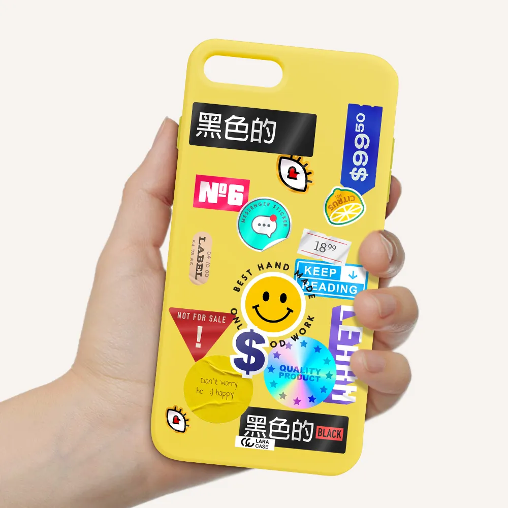 Happy Stıckers Apple iPhone 7 plus Silicone canary yellow Case