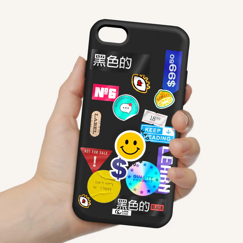 Happy Stıckers Apple iPhone 7 Silicone black Case