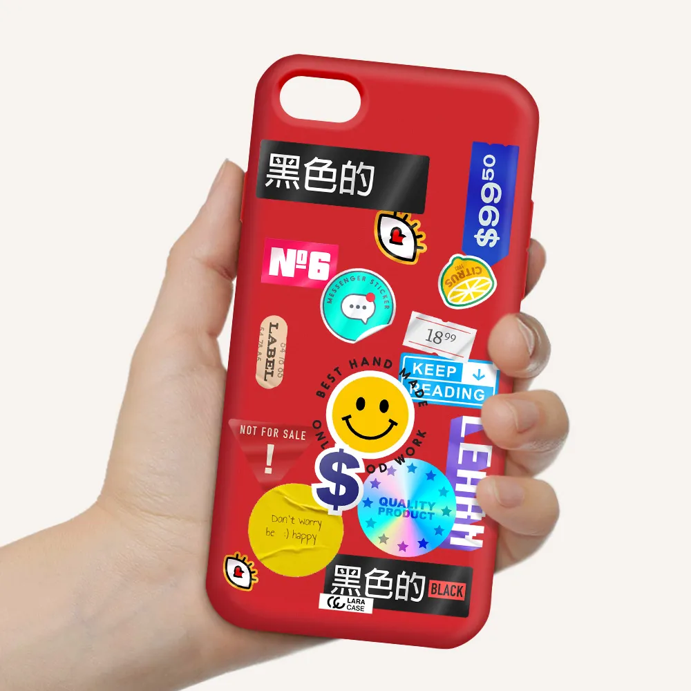 Happy Stıckers Apple iPhone 7 Silicone Imperial Red Case